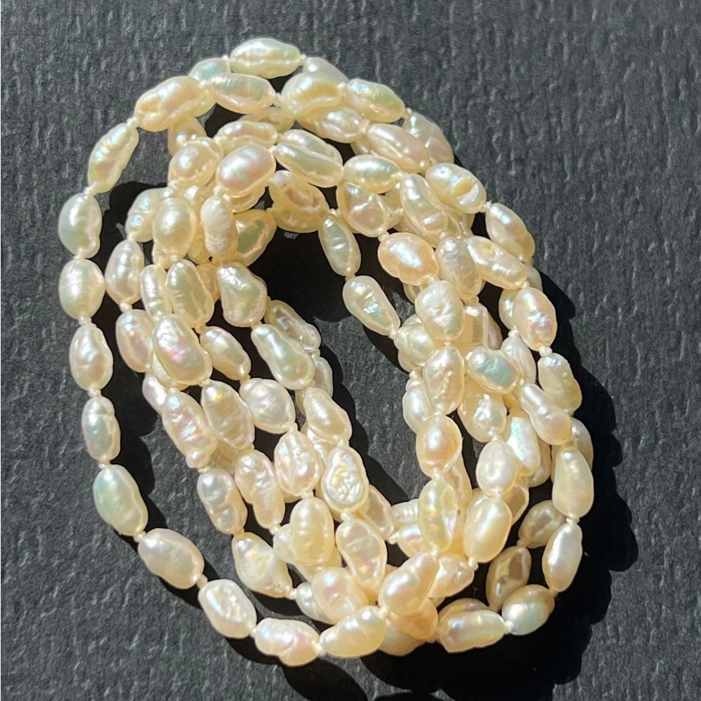 Cream Pearl Necklace with Iridescent Luster